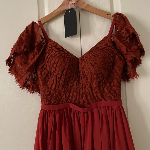 Beautiful formal, wedding guest dress petite XS. Color is burnt orange - Picture 3 of 6